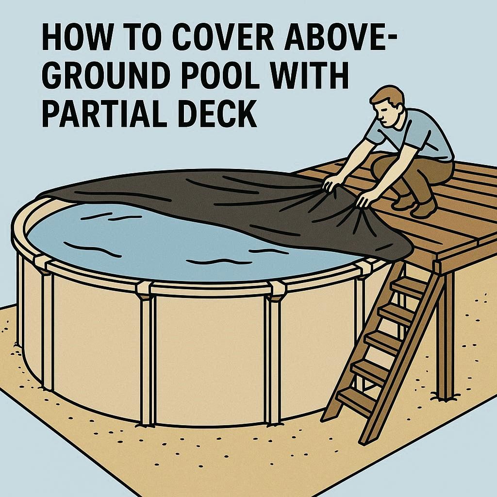 cover above ground pool with partial deck